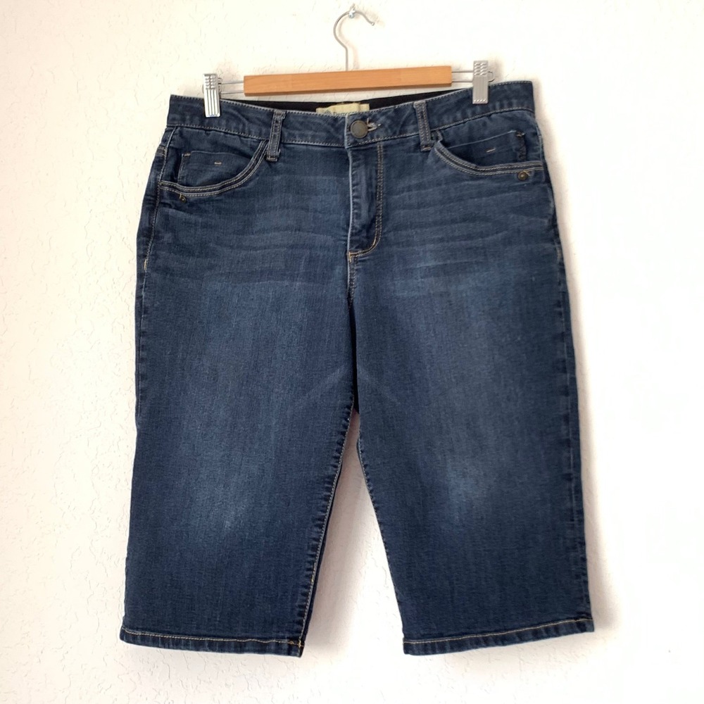 Democracy Bermuda Shorts Womens 12 Dark Wash Ab Solution Denim Coastal Casual